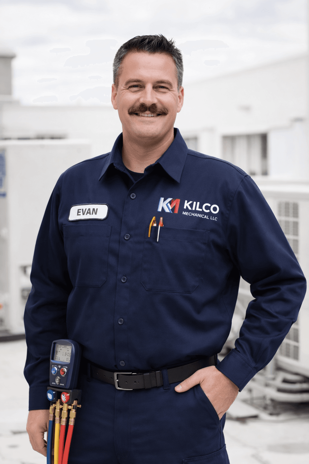 Evan in uniform - Kilco Mechanical HVAC technician